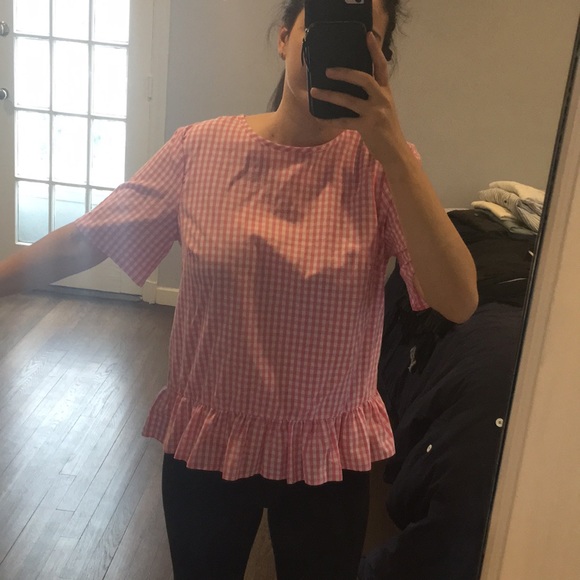 ASOS pink gingham top with peplum hem - Picture 5 of 5
